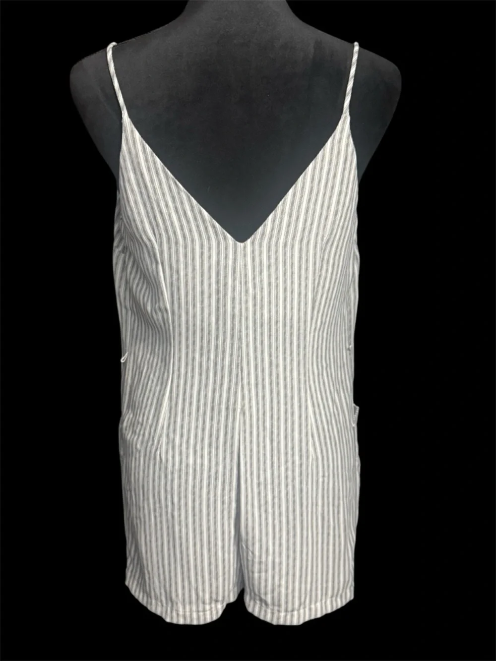 Topshop Ivory and Slate Striped Button Romper - Picture 2 of 2